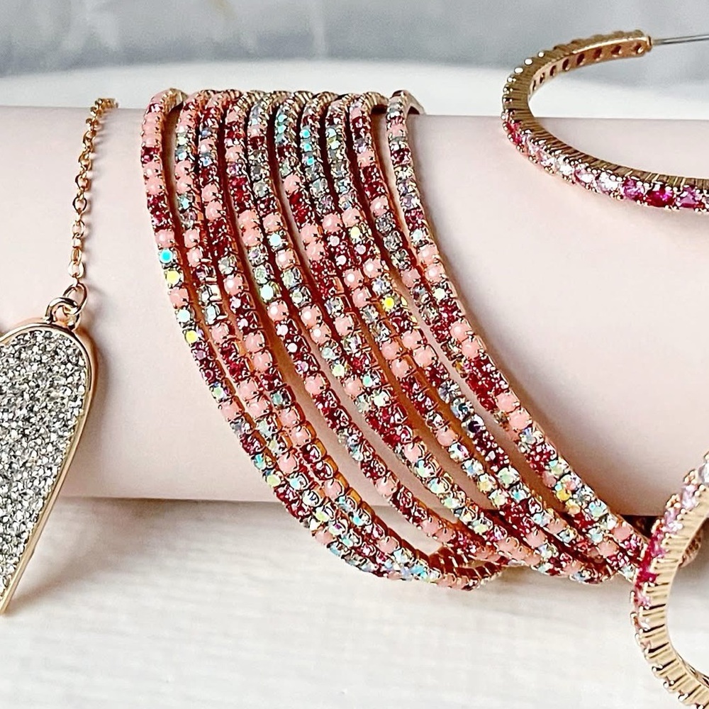 Park Lane Jewelry SWEETS Bracelet Set of 10 Stretch stackable Pink bracelets NWT - Picture 3 of 7